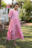 Isabella - Peach Printed Layered Maxi Dress