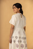 Aziza -  White Cotton Printed Maxi Dress